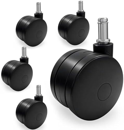 Nerilee 3" Office Chair Wheels Replacement – Premium Roller Blade Wheels for Office Chairs, Set of 5 Casters Compatible with Hardwood & Carpet Floors