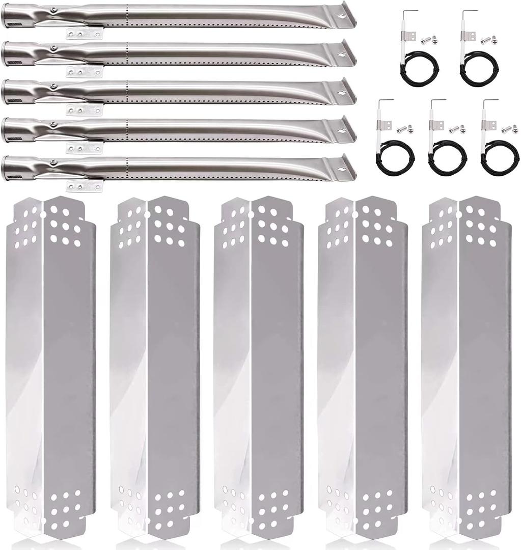 Grill Replacement Parts for Nexgrill 5 Burner 720-0888, 720-0888N, Nexgrill 4 Burner 720-0830H, Members Mark 720-0882D, Stainless Steel Heat Plates, Burner Tubes and Grill Igniters Replacement Kit.