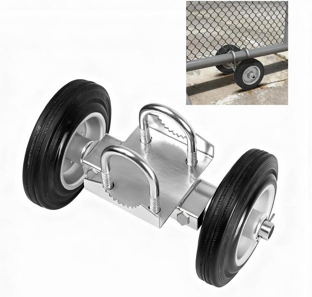 Heavy Duty Sliding Gate Wheels, 6 Inch Rubber Rolling Wheel for Chain Link Gates, Double U-Bolts Clamp Stem Mount Fits 2" Metal Tube, Sliding Door Guide Rollers for Driveway Gates, 1 Pack