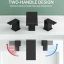 Hoimpro 8 Inch Widespread Waterfall Bathroom Sink Faucet, Square Two Handle Vanity Black Bathroom Faucet with cUPC Supply Hose, 3 Holes Faucet with Pop Up Drain, Stainless Steel, Matte Black