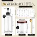 9 Pcs Coffee Syrup Dispenser Set 16.9 Oz/500 ml Plastic Coffee Syrup Dispenser Pump Bottle Pet Jar with Lids Gold Spoon and Labels for Home Bar Organization