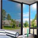 Homein One Way Privacy Window Film with Tool Window Tint for Home Heat Control Sun Blocking Anti UV Mirror Reflective Covering See Out Not in Static Cling No Glue Sliver 17.5" x 157.4"