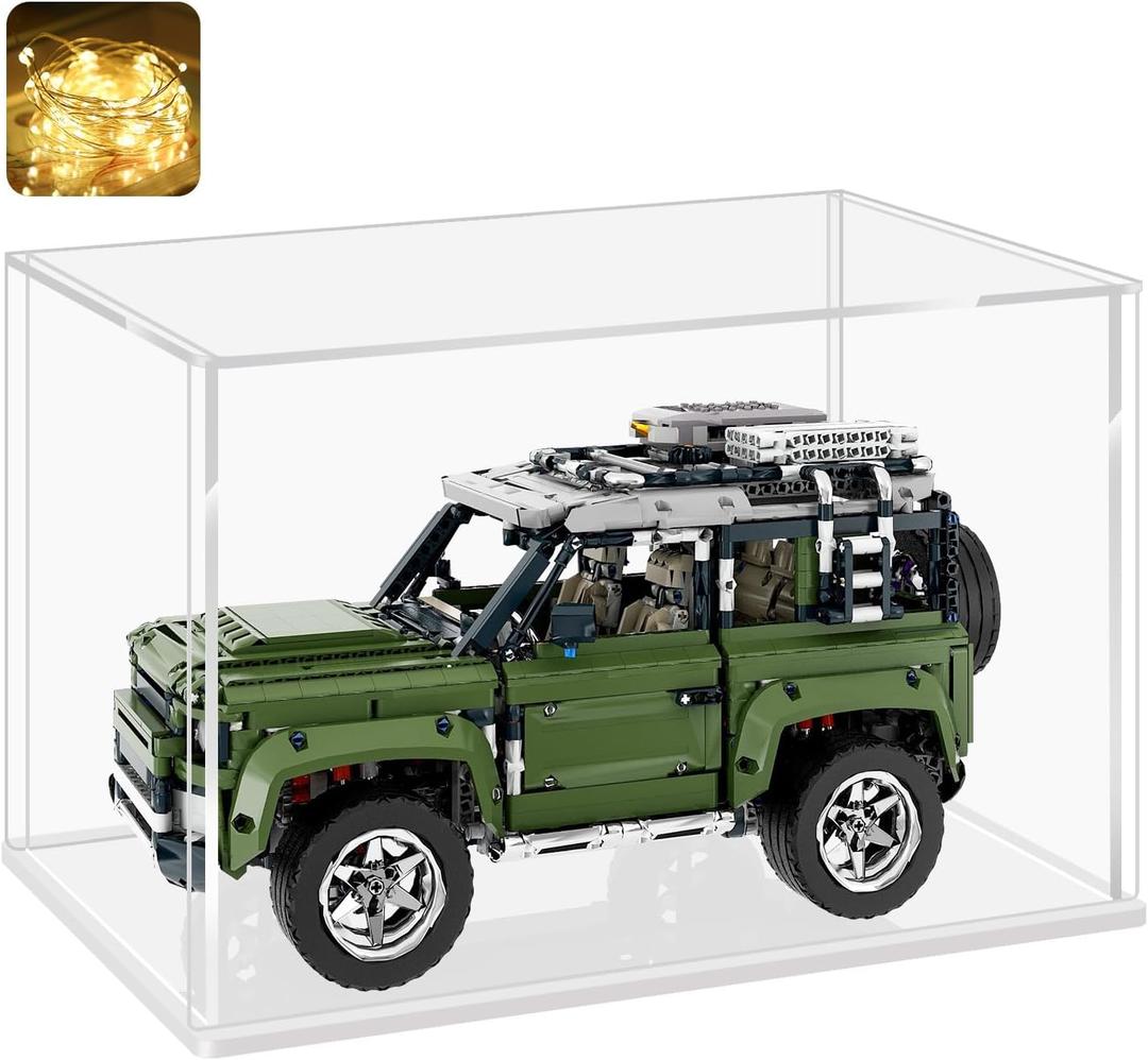 LANSCOERY Acrylic Display Case, Assemble Showcase Display Box for Collectibles, with Dustproof & Seamless Display Design, Suitable for 1/24 Scale Car Model 10x6x8inch White Base