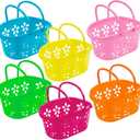 Zcaukya 12 Packs Easter Baskets, 6.5"x4.5"x3.2" Colorful Kids Baskets with Handles, Empty Plastic Easter Basket for Egg Hunt Party Favors