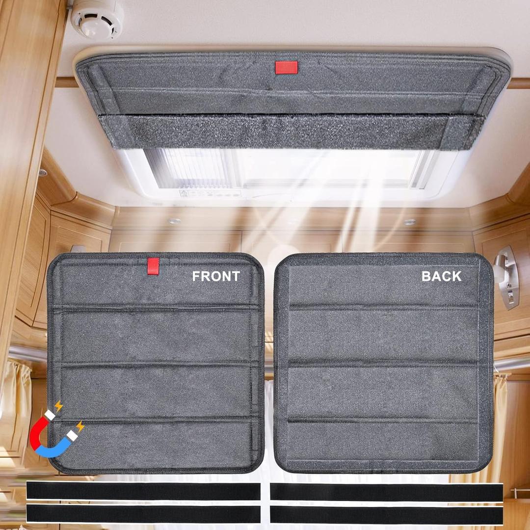 RV Skylight Cover 16"x16" Foldable Magnet RV Blackout Ventilation Cover Camper Trailer Fan Vent Cover Waterproof Thickened Oxford Fabric (Grey) (16.25*16.25inches)