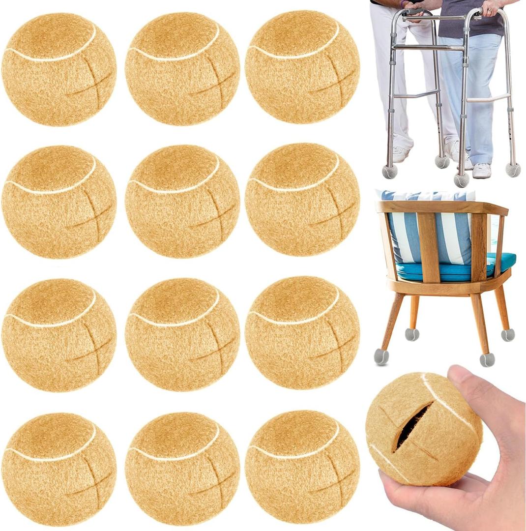 Triceratops Precut Walker Tennis Balls, Heavy Duty Long Lasting Tennis Balls - Fit for Most Chairs Desks Furniture Legs and Floor Protection, Easy to Install (24pcs, Yellow)