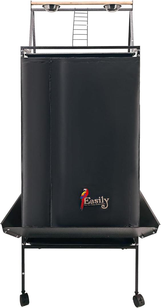 Easily Bird Cage Cover for Large Bird Cage with Play Top, Good Night Birdcage Covers, Black, 68"
