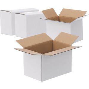 FARRAY Shipping Boxes 6x4x4 inches (Inner Size), 50 Pack Sturdy Kraft Corrugated Small Cardboard Boxes for Mailing Packing, White