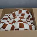 LE SURE Shown on TV Donut Medium Dog Bed - Round Catc Sofa Indoor Anti-Anxiety Calming Bed Gift for Pets, Washable Cute Modern Beds with Jacquard Shaggy Plush & Anti Slip Bottom, 30 Inch, Brwon (Brown Checks)