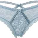 Love Salve Women's Criss Cross Crotch Lace Underwear (Large-X-Large, Light Blue)