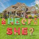 9 Pcs Christmas Gingerbread Gender Reveal Decoration Boy or Girl Yard Signs with Stake Christmas Baby Shower Decorations Gender Reveal Yard Letters Lawn Decor Outdoor Red Green Xmas Party Supplies