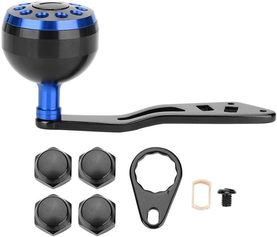 Tbest Knob Power Handle Grip,Fishing Reel Handle CNC Knob with Fittings Replacement Parts Accessory (Black+Blue)