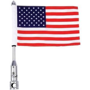 Diamond Plate BKFLAGPL Motorcycle Flagpole Mount and American Flag USA, 13", Silver