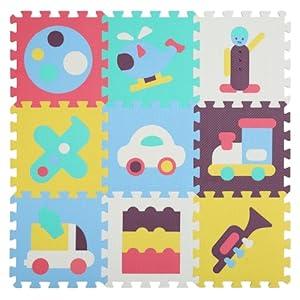 PLAY 10 Puzzle Mats for Floor, Foam Playmat for Babies Baby Puzzle Mat, Baby Floor Mat Foam 34×34 inch Traffic Transportation Puzzle Mat 9 Pieces