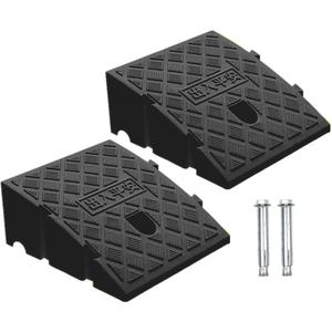 2Pack Curb Ramp Black Color with one Large Hose Hook, Portable Lightweight Heavy Duty Plastic Driveway Curb Ramps for Low Cars,Motorcycle Ramp,Curb Ramps (2.76 inch High)