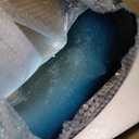 Bathroom Boat Shape Artistic Glass Vessel Sink Free Black Faucet and Pop-up Drain Set, Blue