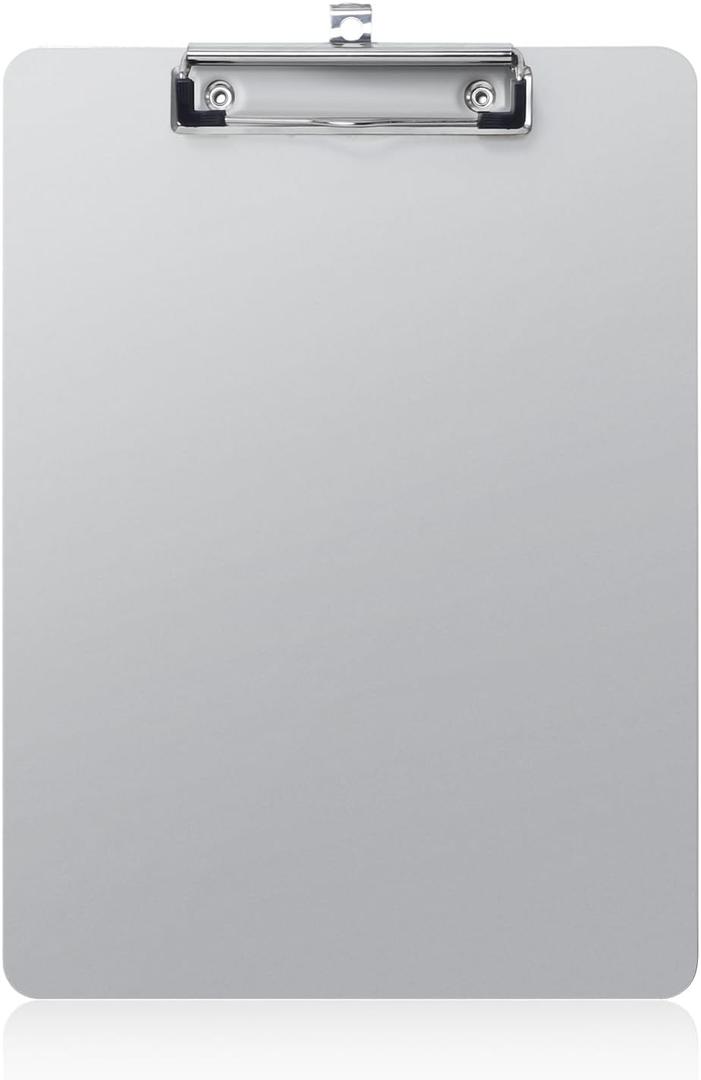 Metal Clipboard, 20% Sturdier Aluminum Contractor Clipboard with Low Profile Clip | Hangable Recycled Heavy Duty Rust-Proof | Plate for A4 Size Sheet, for Jobsite, Laboratory, Medical, Office, Teach (1 Pack)