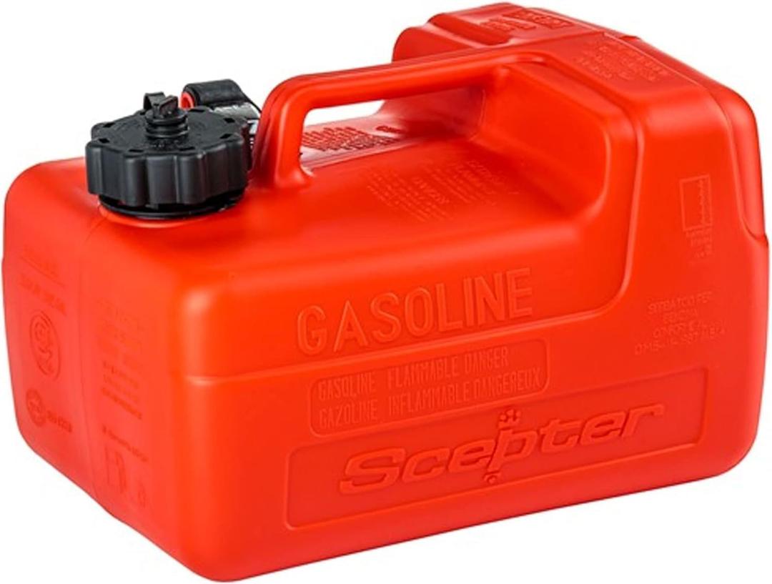Scepter 3.2 Gallon Portable Marine Gas Can, Boat Fuel Tank with 2-Way Vented Cap, Built-In Fuel Gauge and Pick-Up, Top Handle, EPA & CARB Compliant, Underseat Design, 14"L x 10.5"W x 9"H (08576)