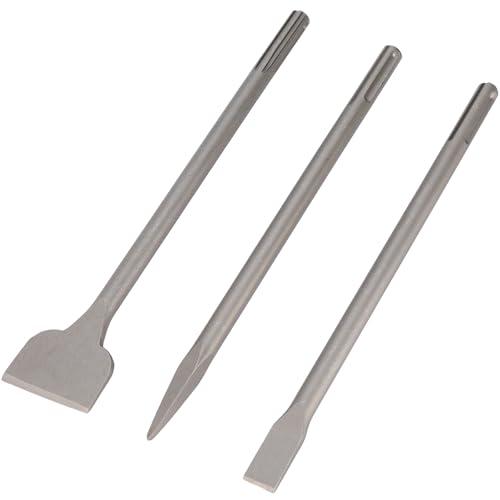 SDS MAX Shanks Bits 16"Chisel Set,3 Pcs Masonry Concrete Drill Bit Set for SDS MAX Rotary Hammer Drill - Flat,Point,Scaling Chisels Kit for Brick Stone Concrete