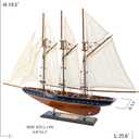 NAUTIMALL 25" Wooden Sailboat Model Sailing Yacht Atlantic Schooner Ship Scale Replica Nautical Home Decor Display Collection Watercraft