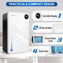 Amzart Dehumidifier (980 sq.ft), 118 oz Dehumidifier with Drain Hose, Humidity Display, Auto Shut Off, Quiet Dehumidifier Wtih Sleep Mode for Home, Timing Setting Dehumidifier, White