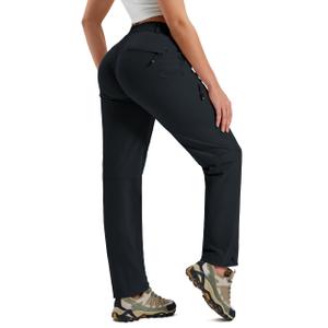 MoFiz Women's Hiking Cargo Pants Lightweight Quick Dry UPF 50 Water Resistant Fishing Camping Travel Pant with 5 Pockets Black XS