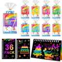 iooo Party Favors for Kids: 36 Pack Scratch Art Notebooks with Rainbow Colors, 2-in-1 Coloring & Scratch Books, Bulk Birthday Gifts, Goodie Bags, Classroom Prizes for Boys & Girls