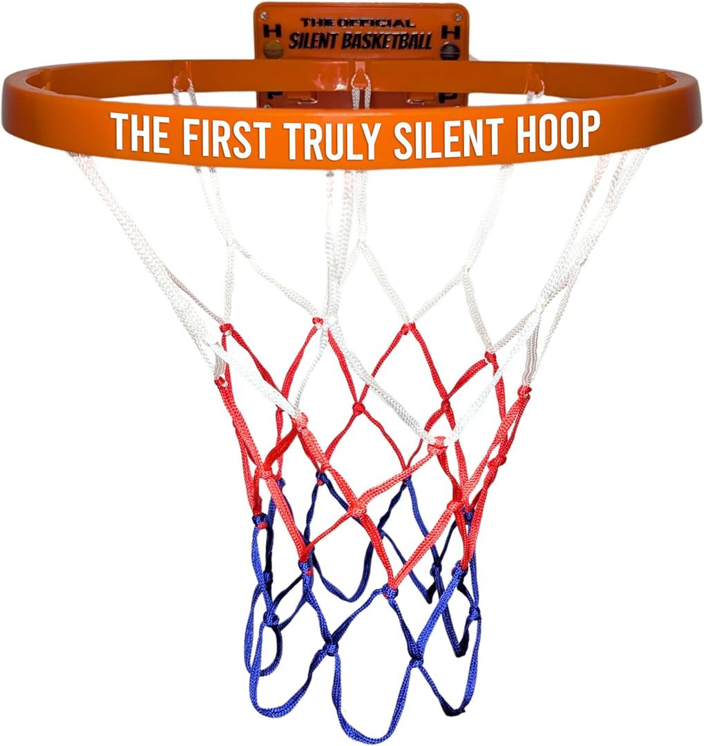 The Official Silent Basketball Hoop – Wall-Mounted Indoor Basketball Hoop for Bedroom, Apartment Shooting Practice & Skill Training – Adhesive or Screw Install