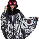 Unisex Mothman Costume Mothman Hooded Halloween Costumes Party Cape Cosplay (Black and White)