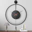 Large Modern Wall Clock,30.7 20 Inch Big Metal Minimalist Arabic Numeral Dial,Decorative Farmhouse Pendulum Wall Clocks with Walnut Pointers forLiving Room Decor, Office,Dining Room