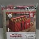 ZOBER Large Christmas Ornament Storage Box - Stores 128 3" Ornaments, With Dividers - Ornament Organizer Storage Box, Durable Christmas Containers Holder - Extra Pockets, Dual Zipper - Red