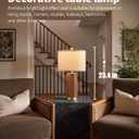 KDG 23.4" Brown PU Leather Table Lamps for Living Room Set of 2, E26 Socket LED Modern Home Decor Fabric Lampshade Desk Lamp Lighitng for Bedroom, Bedside, Farmhouse, Nightstand, Night Light