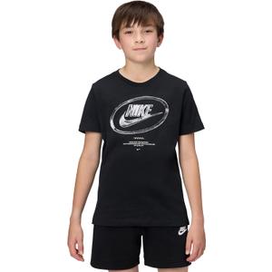 Nike Unisex Big Kids' Sportswear Club Futura Chrome T-Shirt - Boys and Girls (Black, M)