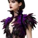 L'VOW Gothic Real Natural Feather Shrug Shawl Shoulder Wrap Cape Victorian Collar