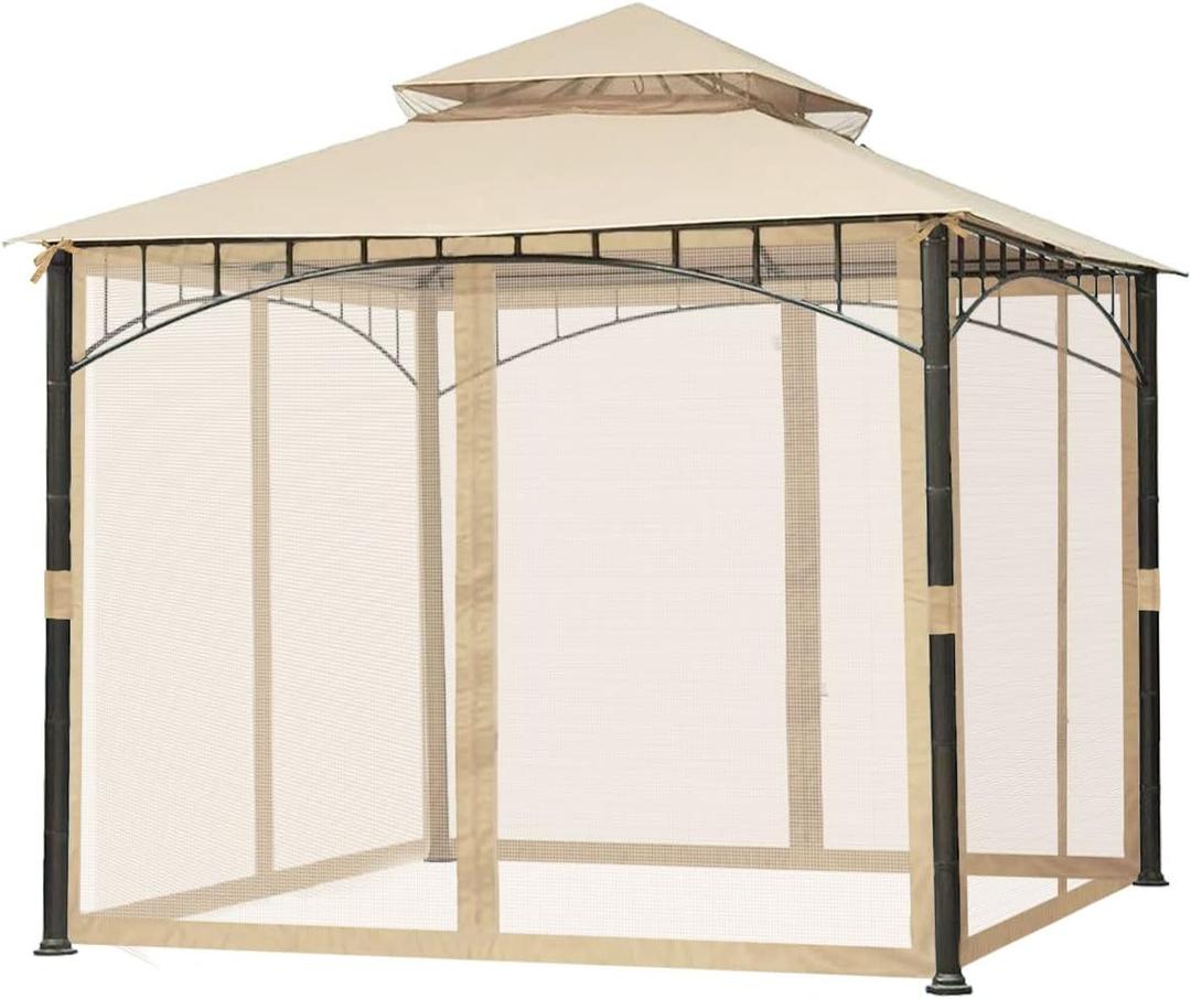 Replacement Mosquito Netting Screen Walls for Gazebo Size 10 Ft X 10 Ft (Gazebo Mosquito Net Only)
