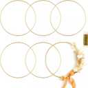 6 Pack Metal Rings for Crafts 20 Inches Macrame Rings Dream Catcher Supplies Floral Hoop Centerpieces Circle Centerpieces for Wedding Table Metal Circle Hoops for Crafts DIY Wreath Candle Rings, Gold