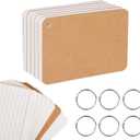 6 Pack 360 Pcs 4x6 Inch Lined Flash Cards with Binder Rings (60 Sheets Each Pack), Ruled Index Cards Study Cards 4x6 Lined Note Cue Cards for Studying, School, Memory