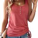 Womens Tank Tops, 2 Pack Summer Tank Tops for Women 2026, Sleeveless U Neck Loose Button Casual Henley Tops Shirts, Medium