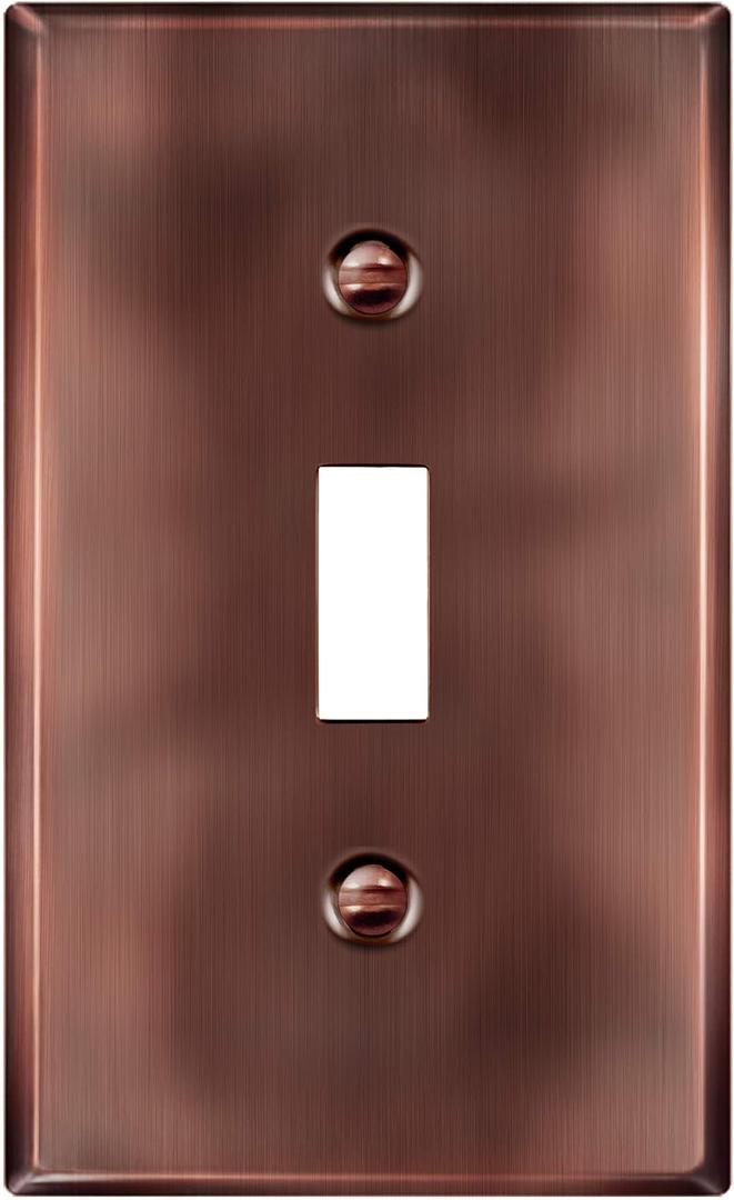 ENERLITES Toggle Light Switch Metal Wall Plate, Stainless Steel Switch Cover, Corrosion Resistant, Standard Size 1-Gang 4.50" x 2.76",Stainless Steel 201, 7711-AC, Antique Copper