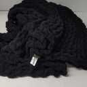 L'AGRATY Chunky Knit Blanket Throw: Soft Chenille Yarn Throw Blanket 50x60 - Handmade Thick Cable Crochet Blanket - Large Chunky Rope Throw Blanket for Couch Sofa Bed Home Decor(Black)