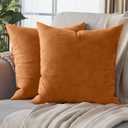 NEATERIZE Premium Velvet Pillow Covers 18x18 Burnt Orange - Fall Decor Decorative Washable Velvet Fabric Throw Pillow Covers for Couch or Bed - Set of 2
