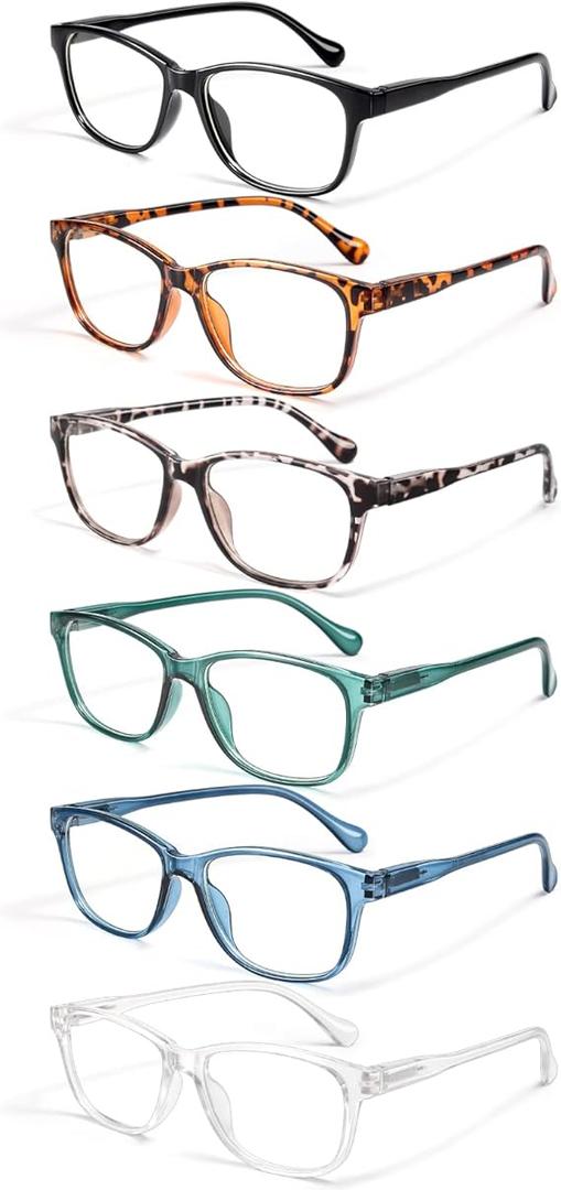 Gaoye Reading Glasses Women or Readers Men 6 Pack Stylish Blue Light Blocking Computer Eyeglasses - Ease Blurry Vision
