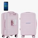French Connection St. Martin Carry-On Luggage with Cup Holder/USB Ports, Pink A Boo, 15.4 x 9 x 22 inches