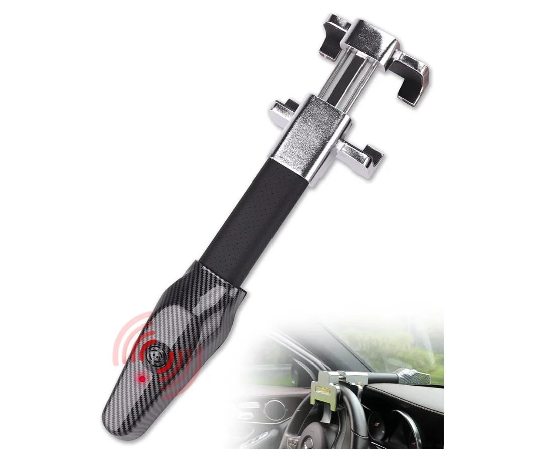 Tevlaphee Steering Wheel Lock with Alarm,Heavy Duty Anti-Theft Car Device Car Lock Car Theft Prevention Universal Fit for Vehicle Truck Van SUV Car Security with 2 Keys