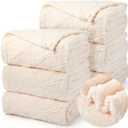 Buryeah 6 Pcs Sherpa Fleece Throw Blanket Bulk 50 x 60 Soft Cozy Jacquard Throw Blanket Warm Fleece Blanket Portable Lightweight Fuzzy Blanket for Wedding Sofa Bed Couch All Season (Lvory)