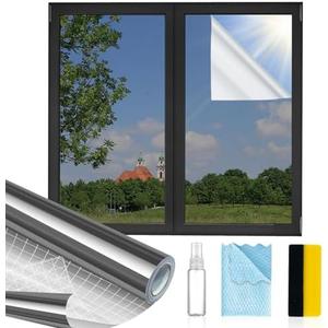 MAGIDEKOR Window Privacy Film One Way, Reflective Mirror Window Film Daytime Privacy, UV Sun Blocking Heat Control Static Cling, Window Tint for Home Office - 35.4 Inch X 13.1Feet