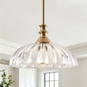 Gold Glass Chandelier Ceiling Light Farmhouse Pendant Fixture E26