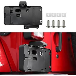 Rear License Plate Holder Frame with Mounting Bracket & Lamp Replacement for Jeep Wrangler JK JKU 2007-2017 (Black)