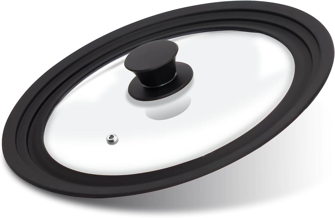 Lerykin Tempered Glass Lid - Universal Lid with Heat Resistant Silicone Rim for Pots, Pans and Skillets - Pan Cover Replacement Lid Fits 10", 11" and 12" Diameter Cookware