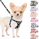 SlowTon No Pull Dog Harness with Leash - Soft Lightweight Floral Pattern Puppy Harness, Adjustable Pet Harness for Dogs (Black Daisy XXS)